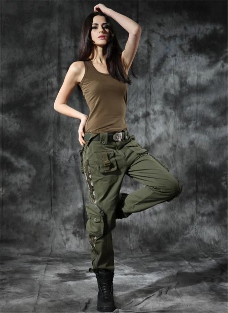 Карго штаны женские милитари