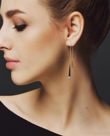 Серьги золотые продёвки длинные