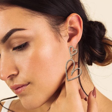 Серьги кольца в форме сердца