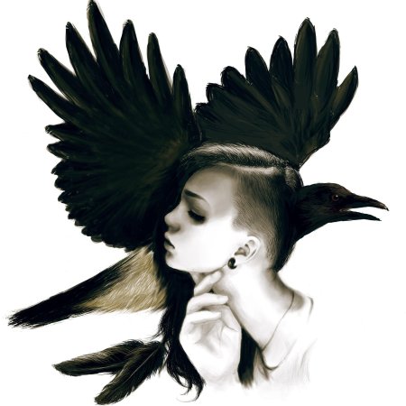 Девушка с вороном