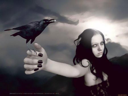 Девушка с вороном