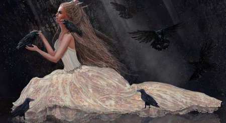 Девушка с вороном