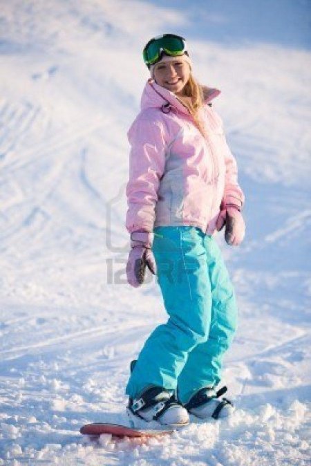 Девушка на сноуборде