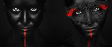 Лицо в черной краске