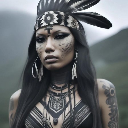 Тату девушка индеец