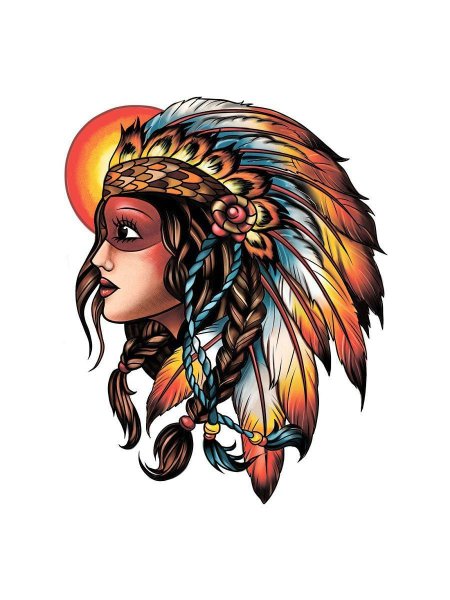 Тату индеец олд скул