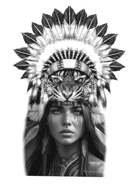 Тату девушка индеец