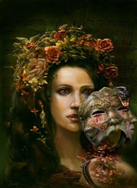 Женщина в маске живопись