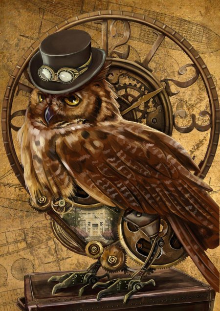 Сова стимпанк картина