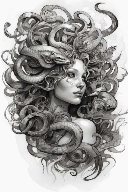 Эскиз тату медуза горгона