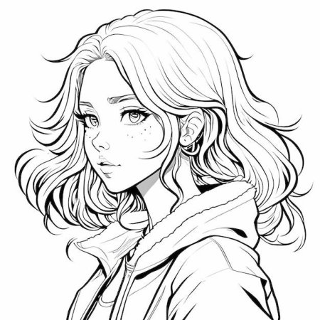 Аниме девушка раскраска
