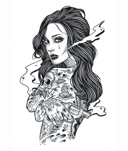 Эскиз тату девушка