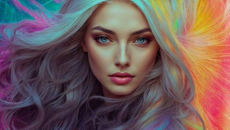 Девушка с разноцветными волосами