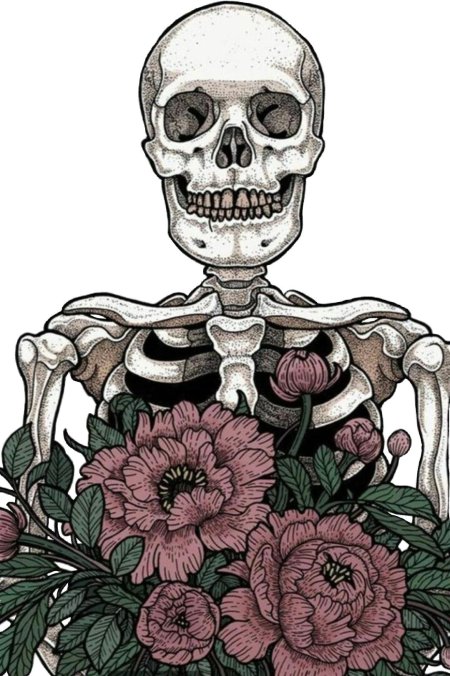 Скелет с розой
