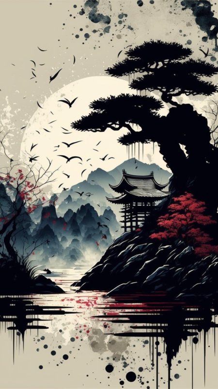 Черно красный пейзаж