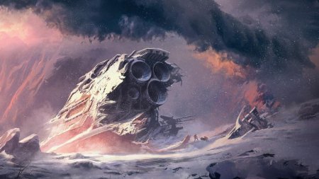 Арт scifi крушение космического корабля