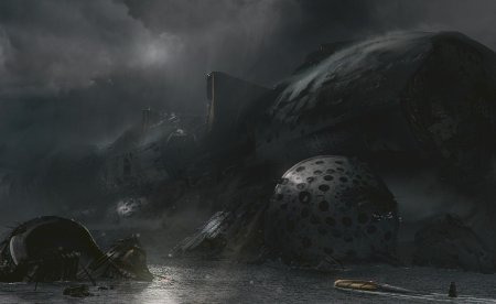 Арт scifi крушение космического корабля