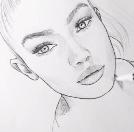 Лицо девушки карандашом для срисовки