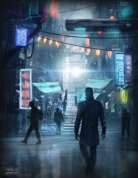 Город в стиле киберпанк