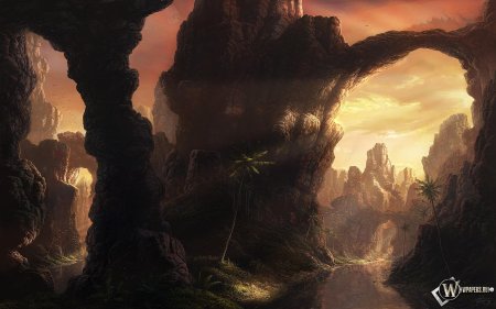 Горное ущелье арт фэнтези