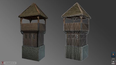 Средневековая башня лоу поли