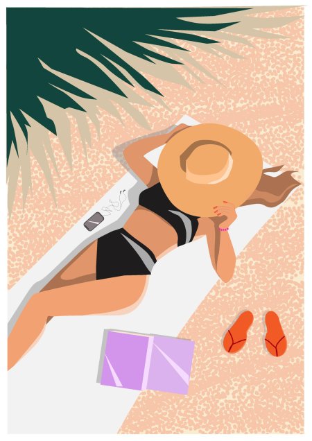 Девушка на пляже арт