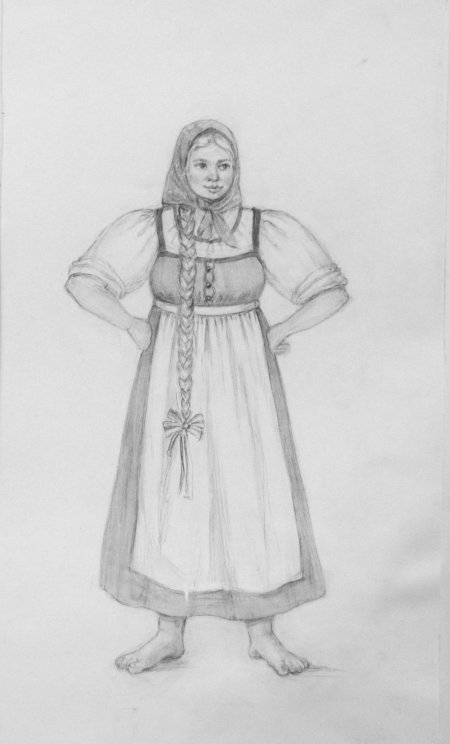 Рисование русского народного костюма