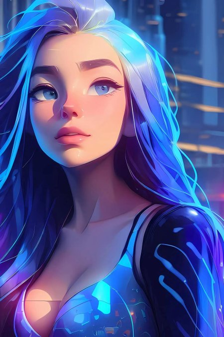Киберпанк девушка с синими волосами