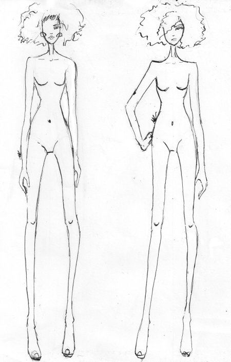 Женская фигура для эскизов одежды