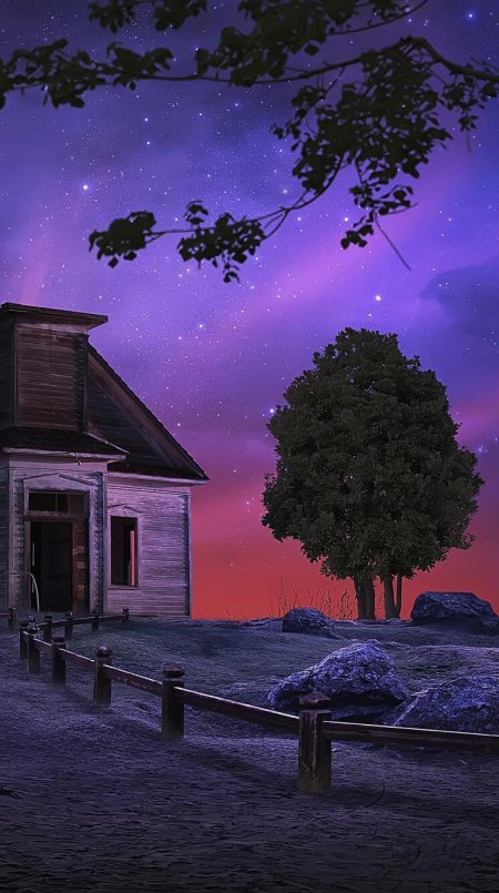 Домик ночью