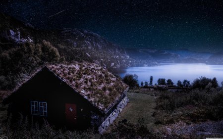 Норвегия лофотенские острова домик красный