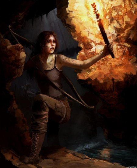 Лара крофт с факелом