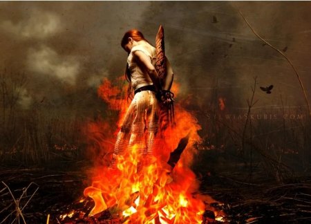 Ведьму сжигают на костре