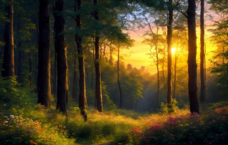 Лес солнце
