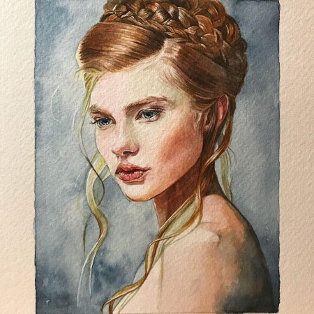 Портрет девушки акварелью