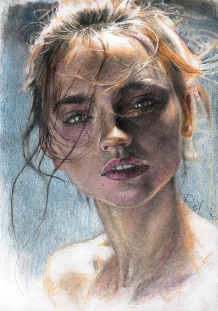 Портрет девушки акварелью