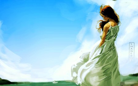 Девушка на ветру