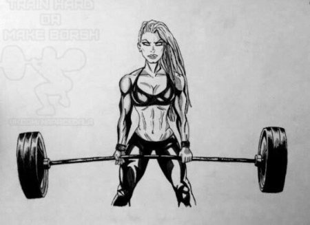 Девушка со штангой рисунок