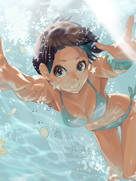 Аниме девочки в бассейне
