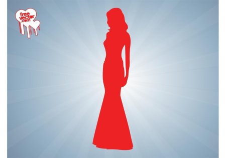 Силуэт девушки в длинном платье