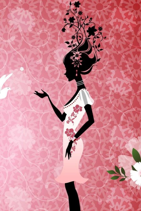 Силуэт девушки с цветами