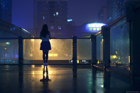 Девушка в ночном городе