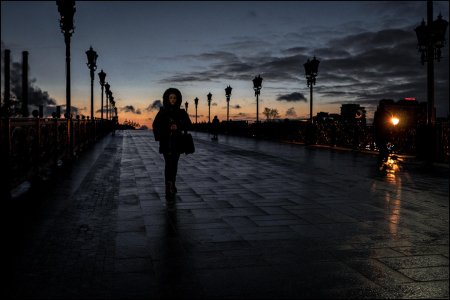 Закат зимой в городе