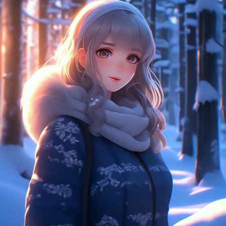 Аниме девочка зима