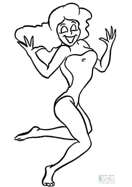 Раскраска девочка в купальнике