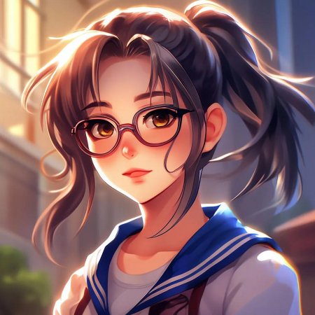 Аниме девушка в очках