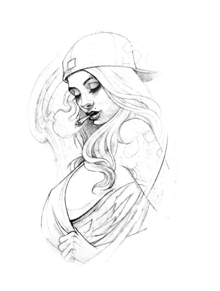 Эскиз тату девушка