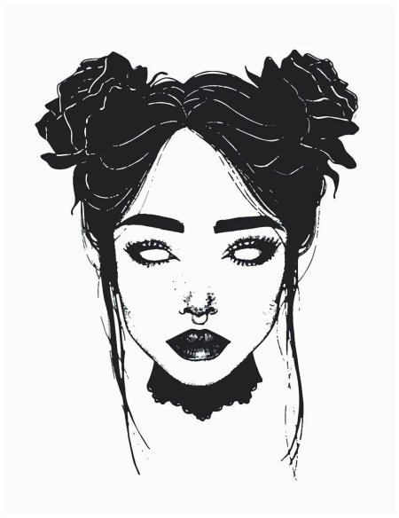 Рисунки чёрной ручкой девушки