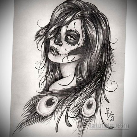 Эскиз тату санта муэрте чикано