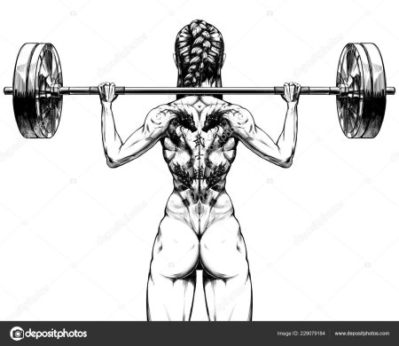 Девушка со штангой рисунок